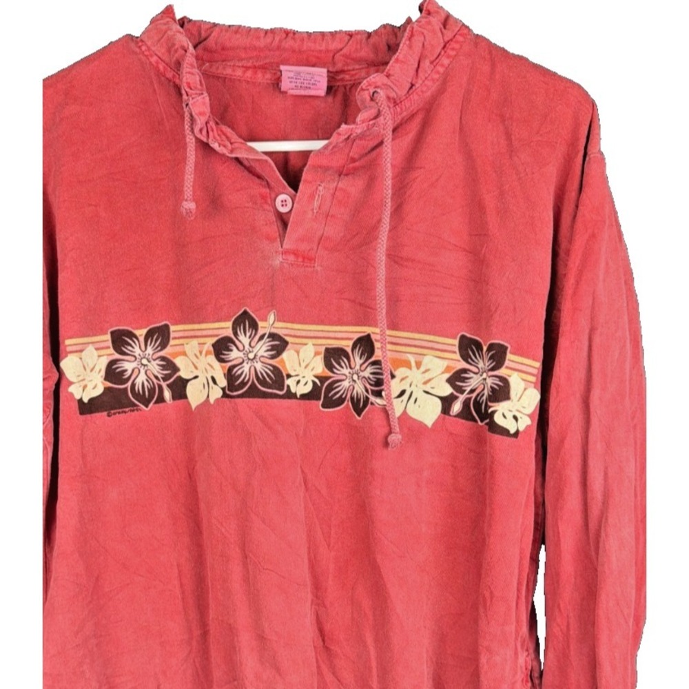 Crazy Shirts Sweatshirt Mens XS Vintage Paradise Red Dyed Hibiscus Flower Hawaii